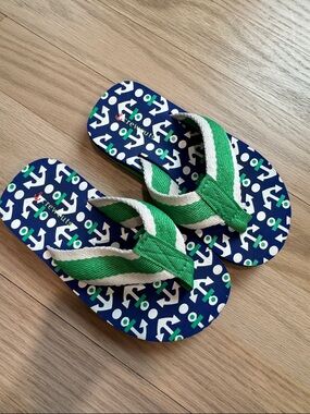 Crewcuts - Green Nautical Kids Flip Flops - Toddler Size 3/4T